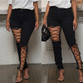 women's denim ripped pencil pants