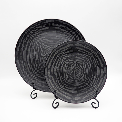 Design personalizzato Ristoranti in porcellana di lusso piatti scodella piatti set da tavolo da tavolo matt set di stoviglie in ceramica nera
