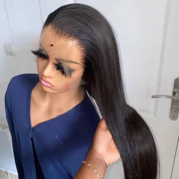 Virgin Brazilian human hair lace front wigs for black women silk straight wave cuticle aligned hair HD lace frontal wig