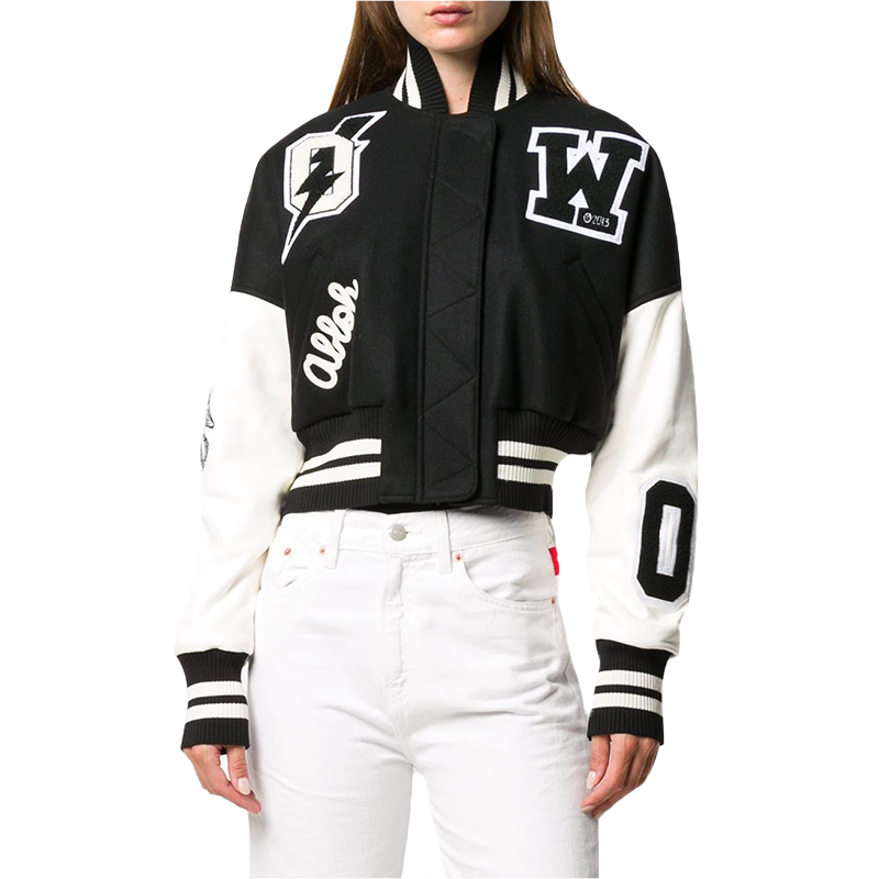 Custom Cropped Damen Baseball Fleecejacke