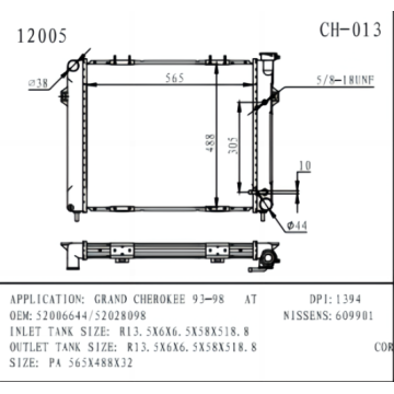 Grand Cherokee OEM 번호 52006644 용 라디에이터