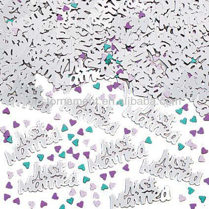 JUST MARRIED Silver Wedding Confetti Table Decoration