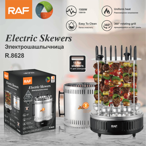 Grills elétricos Máquina de churrasco automático de giro rotativo pequena máquina em casa sem fumaça Controle de temperatura de churrasco
