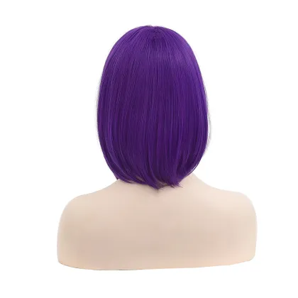 Ainizi Purple Bob Middle Part Raven Cosplay Wig for Halloween