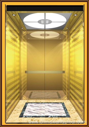 Golden Mirror Passenger House Panoramic Cargo Observation Residential Elevator