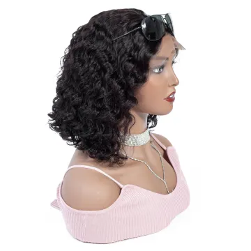 Deep Wave Lace Front Bob Wig For Black Women Real Brazilian Cuticle Aligned Deep Curly Hair Extension Lace Wig Amzhair Wholesale