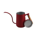 Red Hand Drip Kettle With Wooden Handle