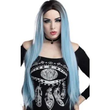 Aisi Hair Topselling Popular Wholesale Vendor Long Silky Straight Ombre Blue Wig For Black Women Synthetic Hair Wigs