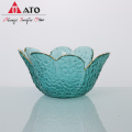 Green Flower Shape Plate Bowls Glass Plates Set