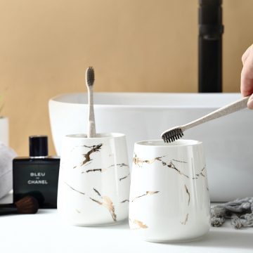 Bathroom Marbling Tooth-brushing Cup with Handle
