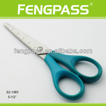Safety different kinds of student scissors with dividing ruler S2-1363