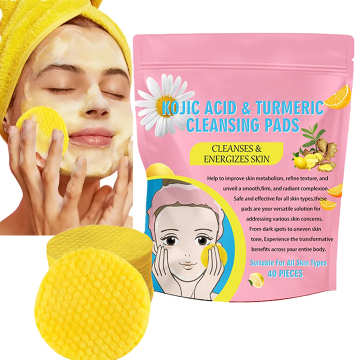 Care della pelle per il viso da 40 pezzi all'ingrosso cuscinetti per le pulizie di curcuma dell'acido kojic adatti a tutti i tipi di pelle
