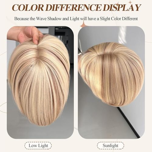 Short Bob Hair Toppers with Bangs Hair ToppersHighlight Synthetic Wig Toppers8*6*2inches