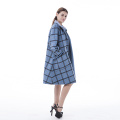 Vogue plaid blue cashmere coat