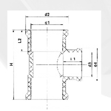 NBR5648 Alimentation en eau Upvc Reducing Tee Grey Color