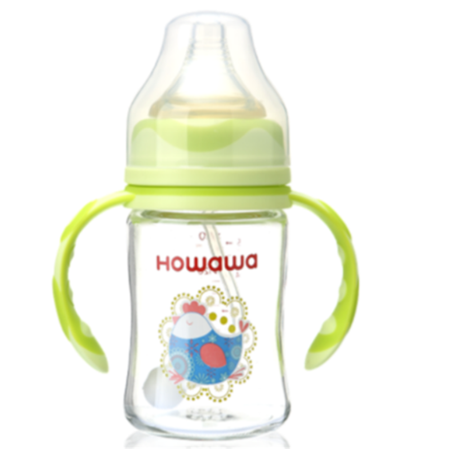 Скляна пляшка для годування немовляти 10oz з ручкою