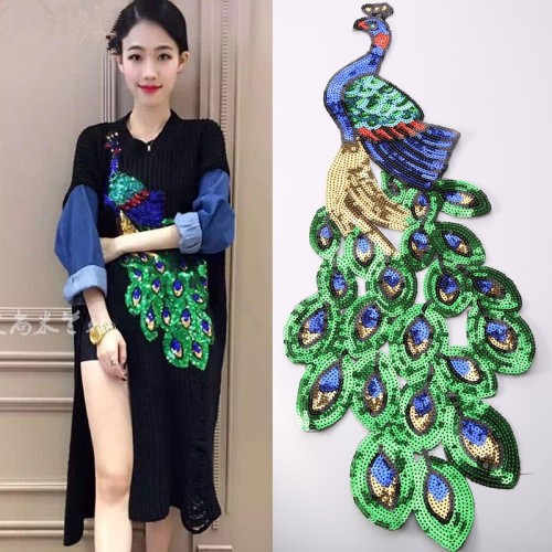 Beautiful Peacock Flower Sequins Embroidery Patch