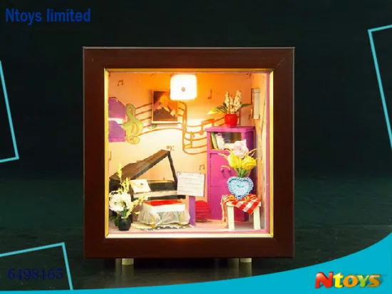 6498165 NOBLE MINI HOUSE DIY WOODEN CRAFT DECORATION W/LIGHT W/O 2*AA BATTERIES