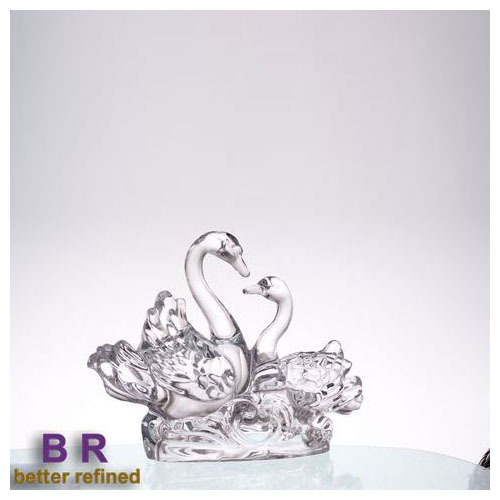 Crystal Elegant Couple Swan As Glass Decoration