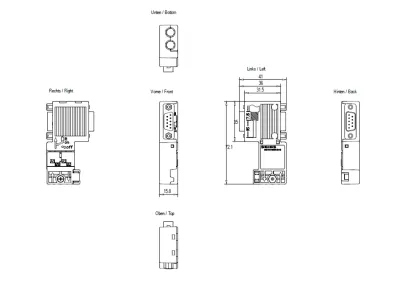 Siemens PLC 6ES79720BB700XA0 PROFIBUS Connector - 90 Degree, PG Socket