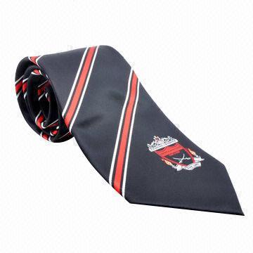 Poly jacquard necktie, customized designs and logos are accepted