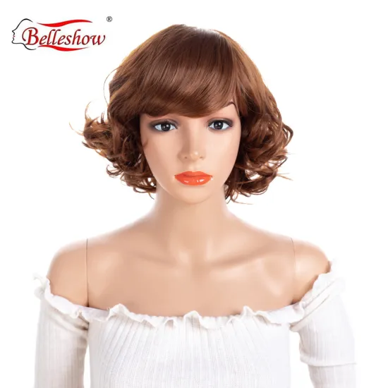 Hot sell synthetic hair wig  s hort small roll woman wig  cheap  women wigs