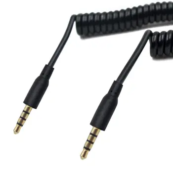 Coiled 3.5mm TRRS Audio Cable: Male to Male Spring Extension for Stereo Connections