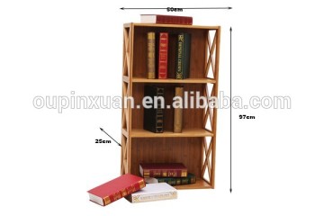 Natural bamboo 3 tier book organizer,antique style corner bookself/bookcase
