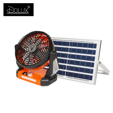 High Quality Remote Control Rechargeable USB Solar Panel Table Fan with LED Light