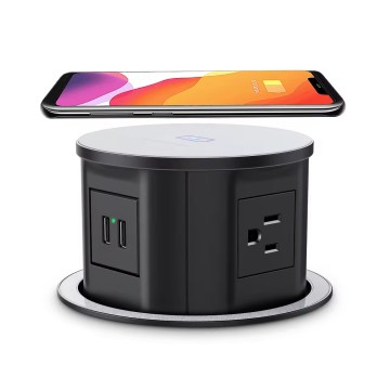Pop Up Socket: Kitchen Worktop Power Strip with 15W Wireless Charging