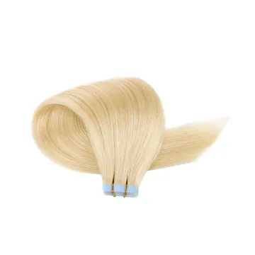 613# Blonde Tape In Hair Extensions Shiny Double Drawn Remy Human Hair Cuticle Aligned Tape Hair Extensions