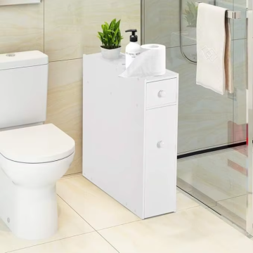 Wholesale Direct Sales: Narrow Wooden Pull-out Drawers and Shelves Slim Bathroom Floor Cabinet with Clamshell Storage