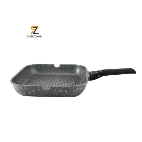 New Square Die-Cast Aluminum Non-Stick BBQ Grill Frying Pan with Removable Handle