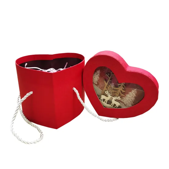Heart window gift paper packaging box with handle