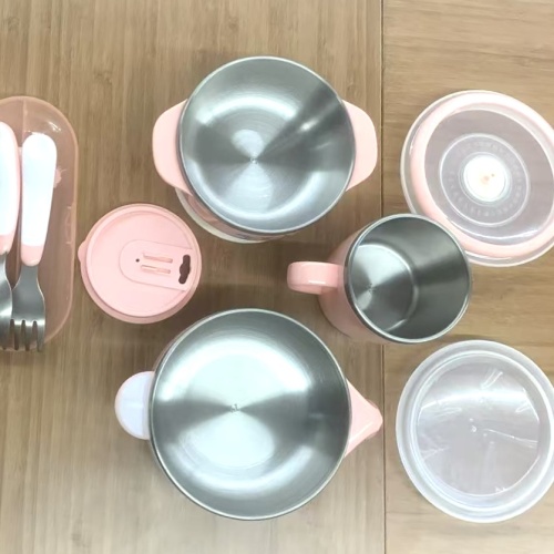 Каляровы мультыплікацыйны ўзор тытанавага посуду набор посуду