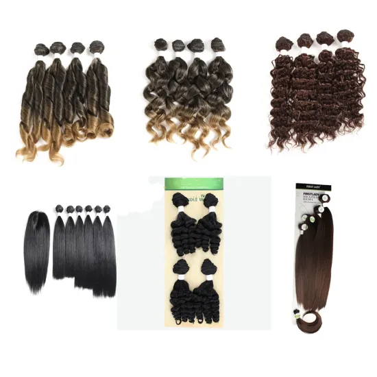Lowest whole price 3 -piece sets synthetic fiber hair weft, 4 #color