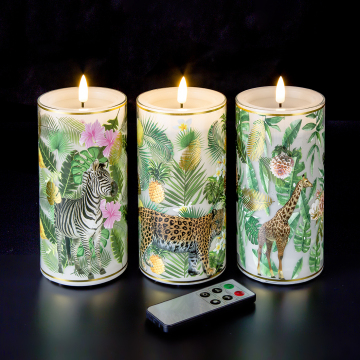 color home decoration pillar glass candle