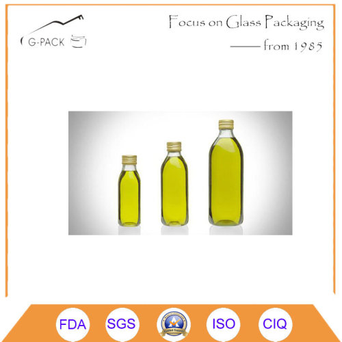 Clear Green Quadra Bottle/Quadra Glass Bottle for Olive Oil