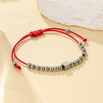 Yiwu Aceon Velle Stainless Steel Red Nylon Rope Hand Braid Bracelet