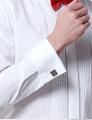 Herren französischen Stulpen Kleid Shirt mit Fliege für Hochzeit