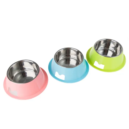 Cute PP Plastic Pet Stainless Steel Bowl