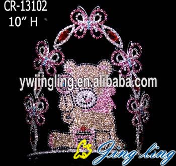 10" Large Animal Candy Bear Pageant Crown Butterfly