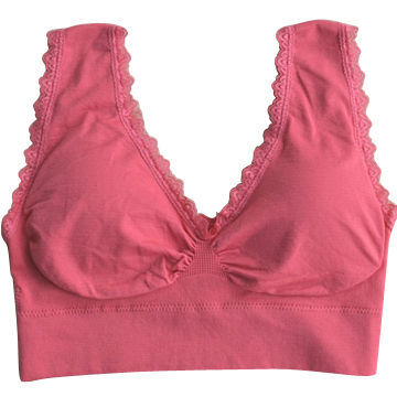 Seamless Bras with Lace Trim Around, Custom Logo and Brand Name are Welcome, OEM Factory