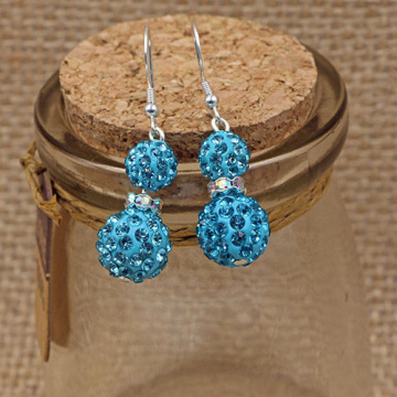 Double Beads Shamballa Earrings Rhinestone Crystal Earrings