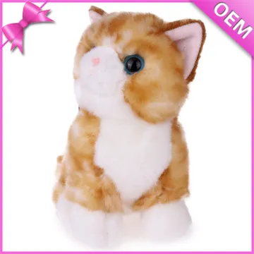 20cm Standing Cute Yellow Stuffed Toy Cat Plush Toy Cats, Custom Stuffed Cat, Stuffed Cats for Sale