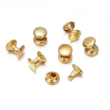 Rivet skru logam cendawan keluli tahan karat untuk kulit: Double Cap Tengkorak Punk Brass Rainbow Reka bentuk wanita, kepala bulat 8mm