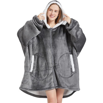 Benutzerdefinierte Sherpa Fleece Wearable Decken Hoodie