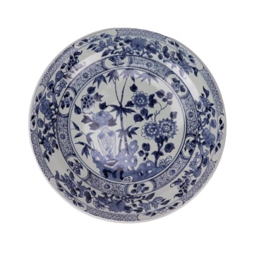Chinese Style Blue and White Bamboo Pattern Porcelain Plate