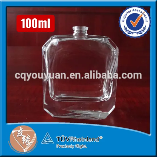 China top grade brand name crystal glass small refillable perfume bottle with pump 100 ml