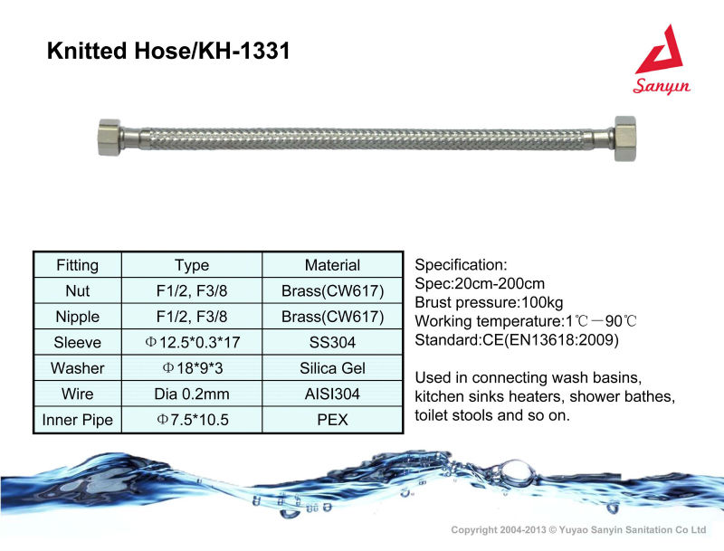 aluminum stainless steel wire knitted braided EPDM